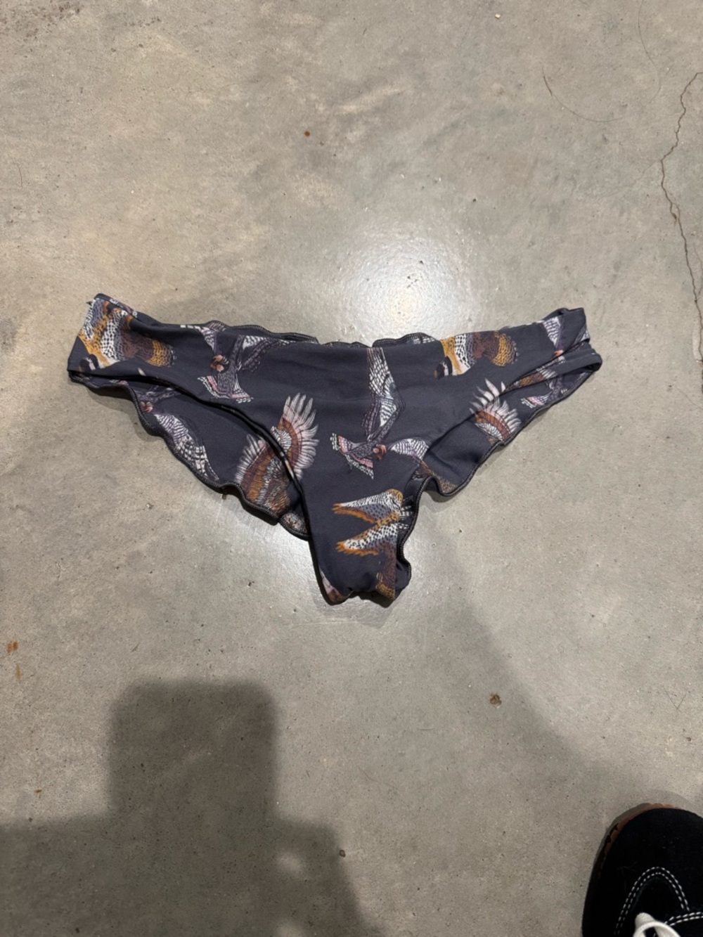 Boys + Arrows Charcoal Gray Floral Bird Kiki Bikini Bottom